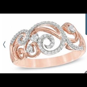 New in box 10kt Rose Gold 1/4ct Diamond Scroll Ring from Zales!